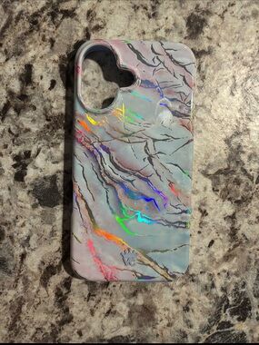 Velvet Caviar Iridescent MagSafe Marble iPhone 16 Case in Pink and Gray